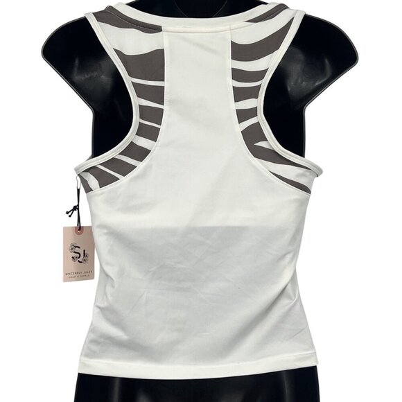 Sincerely Jules Womens White Racerback Tank Top Size Medium M Zebra Athletic New - Picture 4 of 8